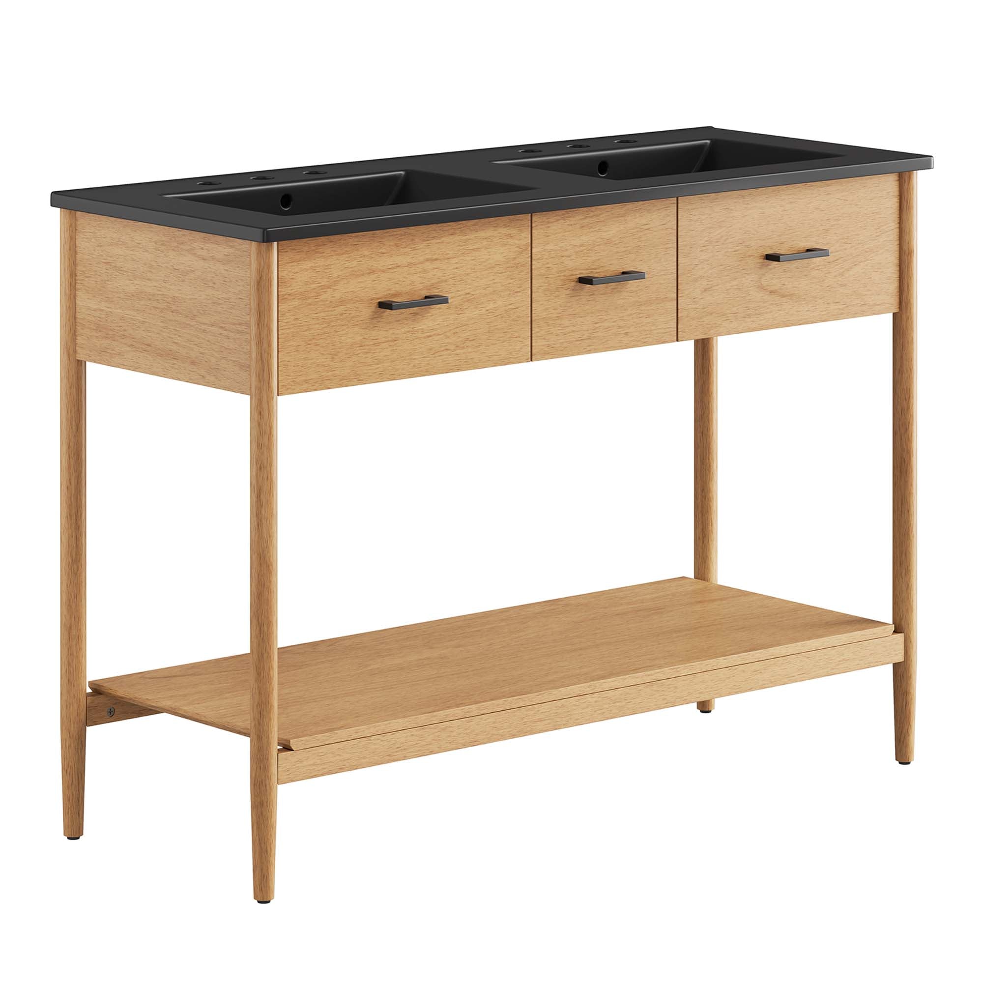 Zaire 48" Double Sink Bathroom Vanity - Natural Black