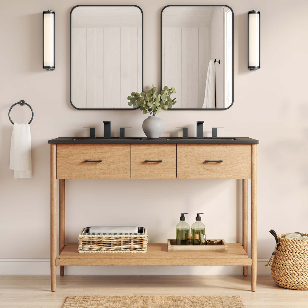 Zaire 48" Double Sink Bathroom Vanity - Natural Black