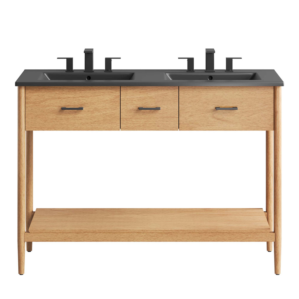 Zaire 48" Double Sink Bathroom Vanity - Natural Black