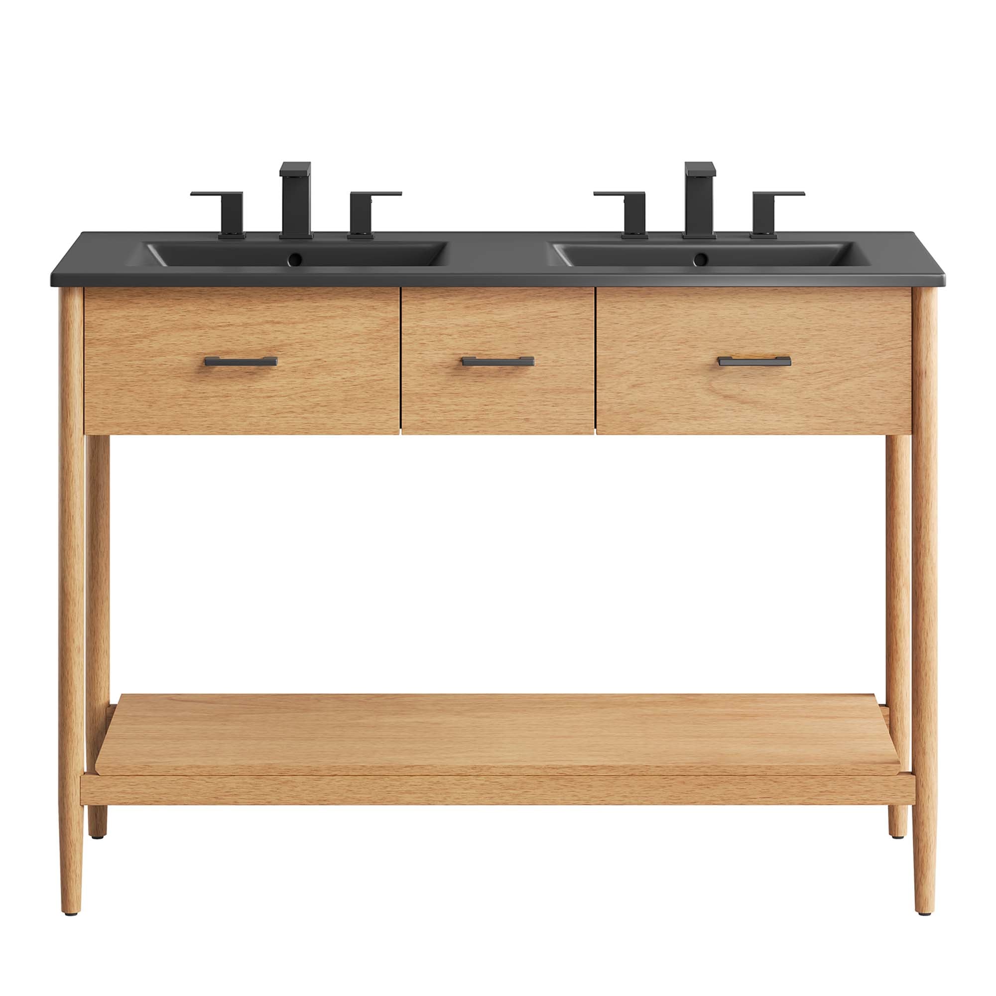 Zaire 48" Double Sink Bathroom Vanity - Natural Black