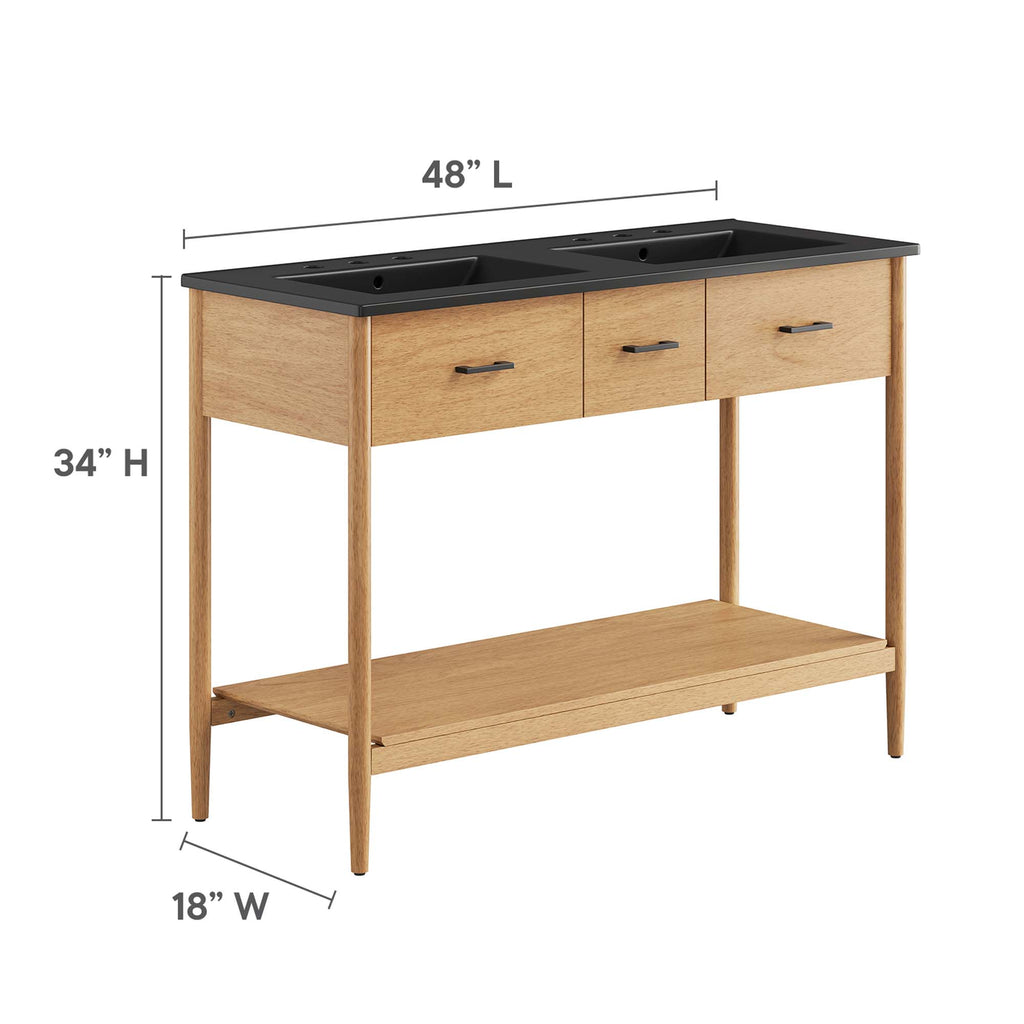 Zaire 48" Double Sink Bathroom Vanity - Natural Black