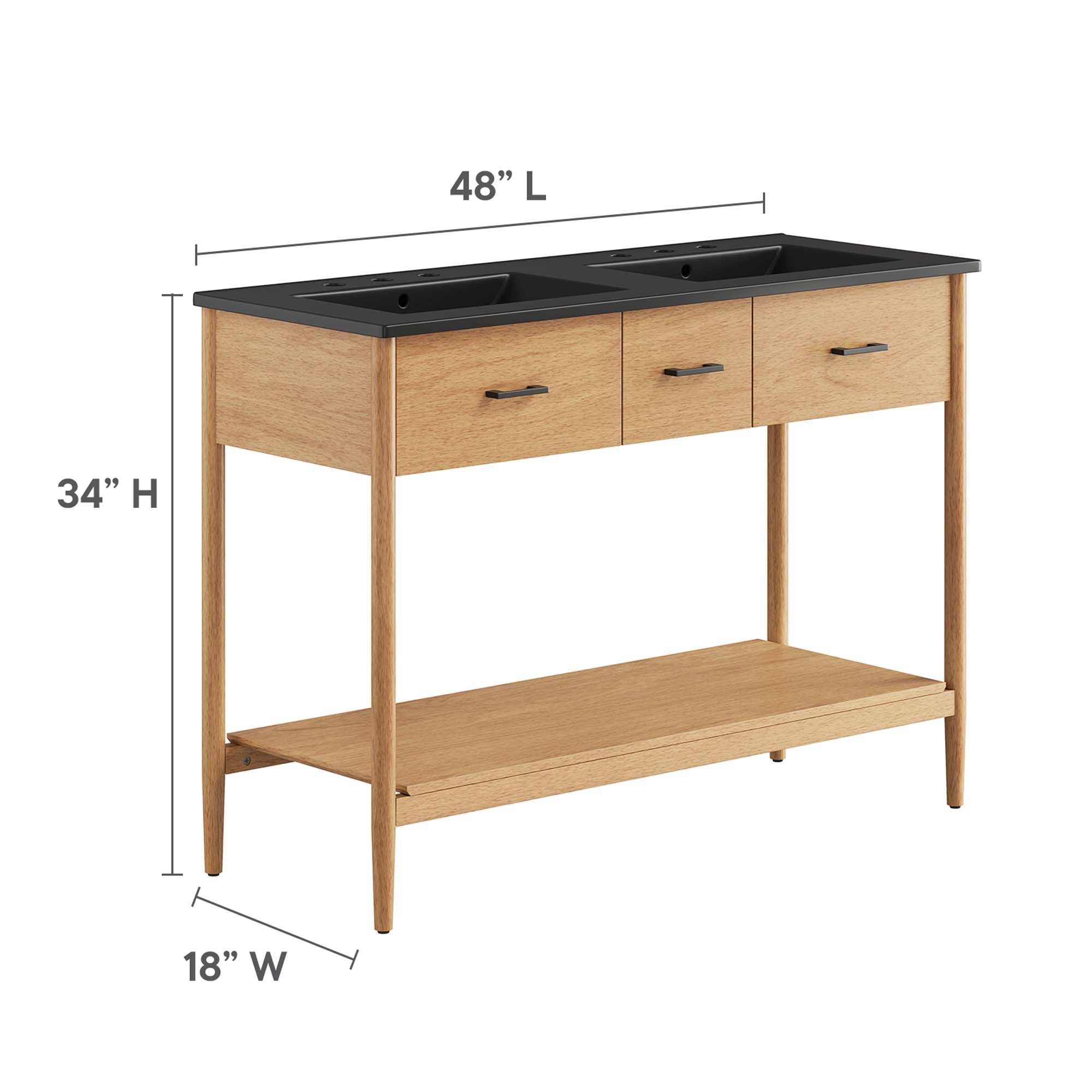Zaire 48" Double Sink Bathroom Vanity - Natural Black