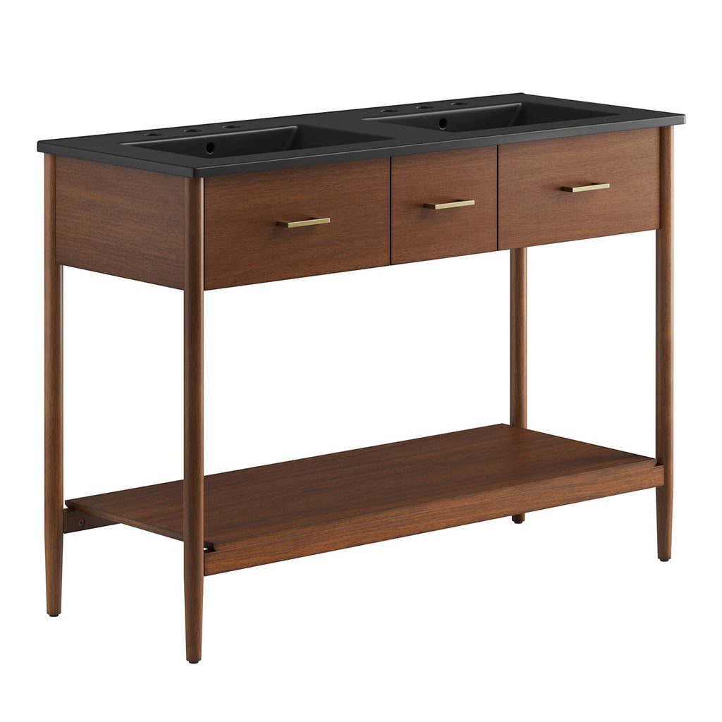 Zaire 48" Double Sink Bathroom Vanity - Walnut Black