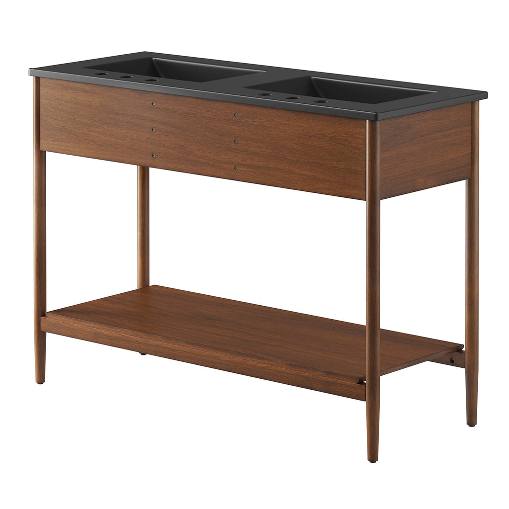 Zaire 48" Double Sink Bathroom Vanity - Walnut Black