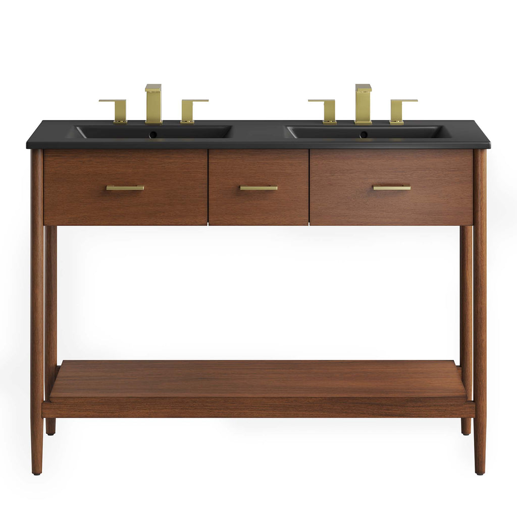 Zaire 48" Double Sink Bathroom Vanity - Walnut Black