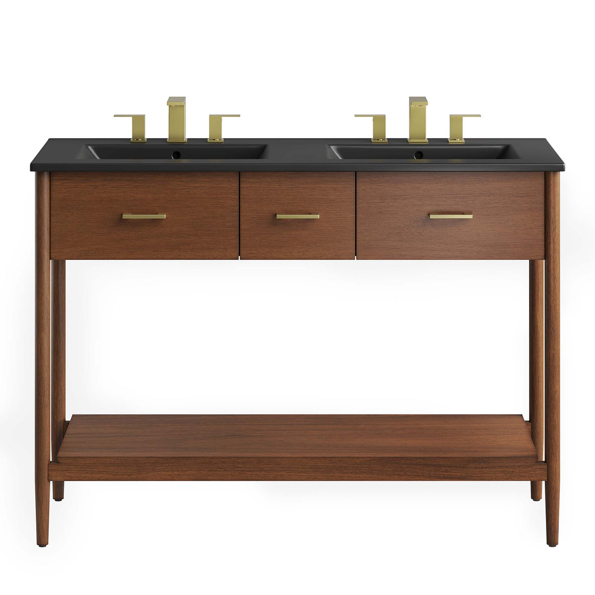Zaire 48" Double Sink Bathroom Vanity - Walnut Black