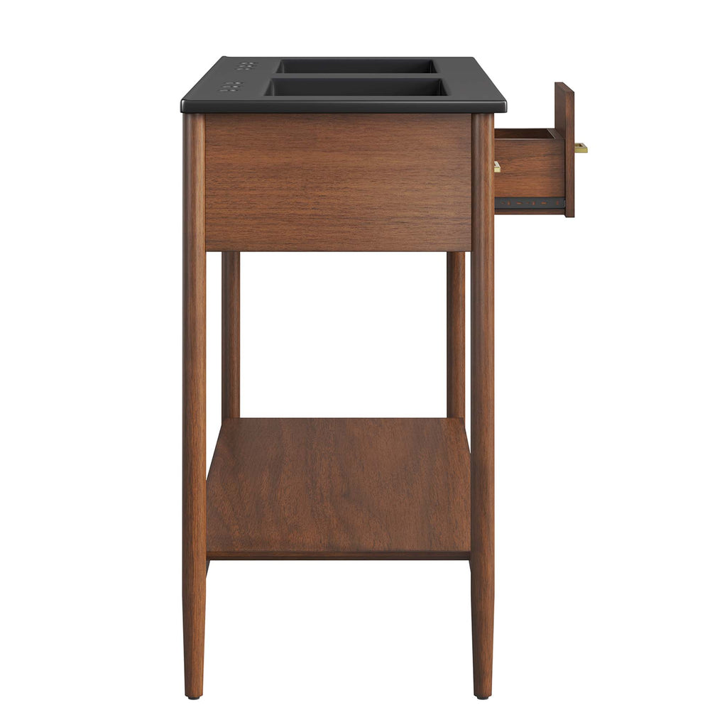 Zaire 48" Double Sink Bathroom Vanity - Walnut Black