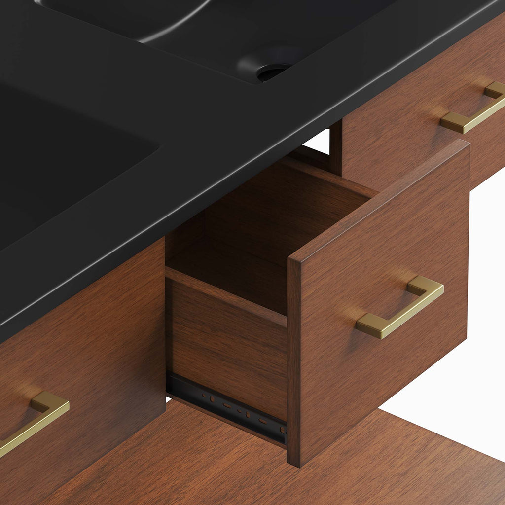 Zaire 48" Double Sink Bathroom Vanity - Walnut Black