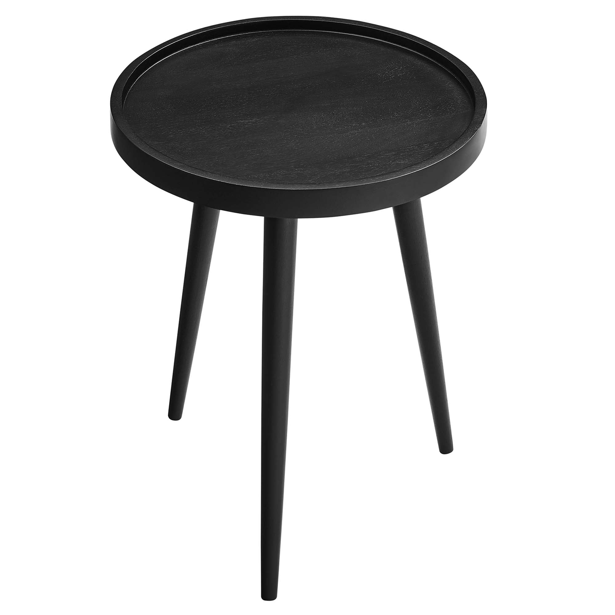 Chiro Round Wood Side Table - Black