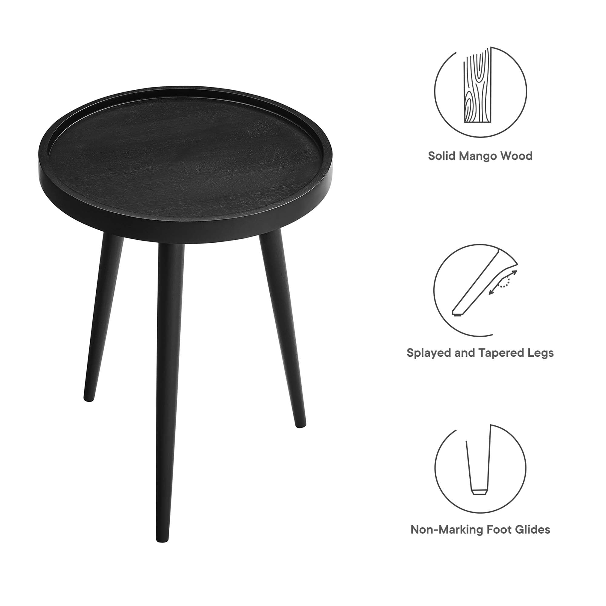 Chiro Round Wood Side Table - Black