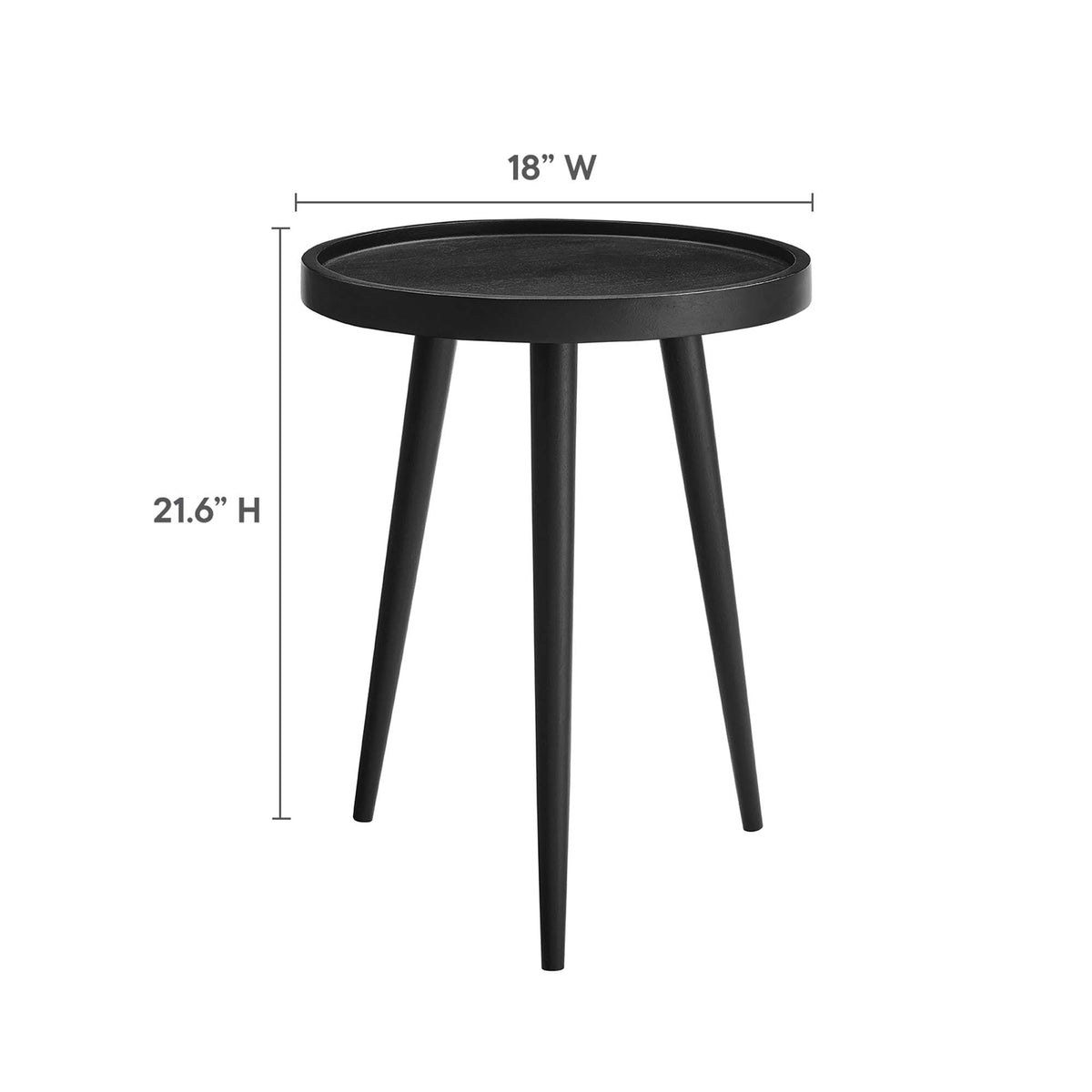 Chiro Round Wood Side Table - Black
