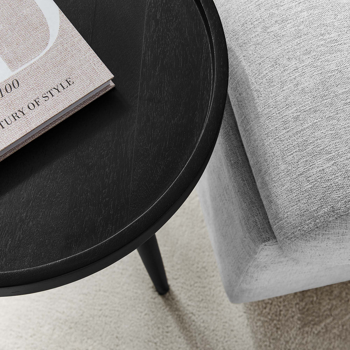 Chiro Round Wood Side Table - Black