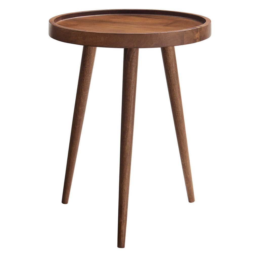 Chiro Round Wood Side Table - Walnut