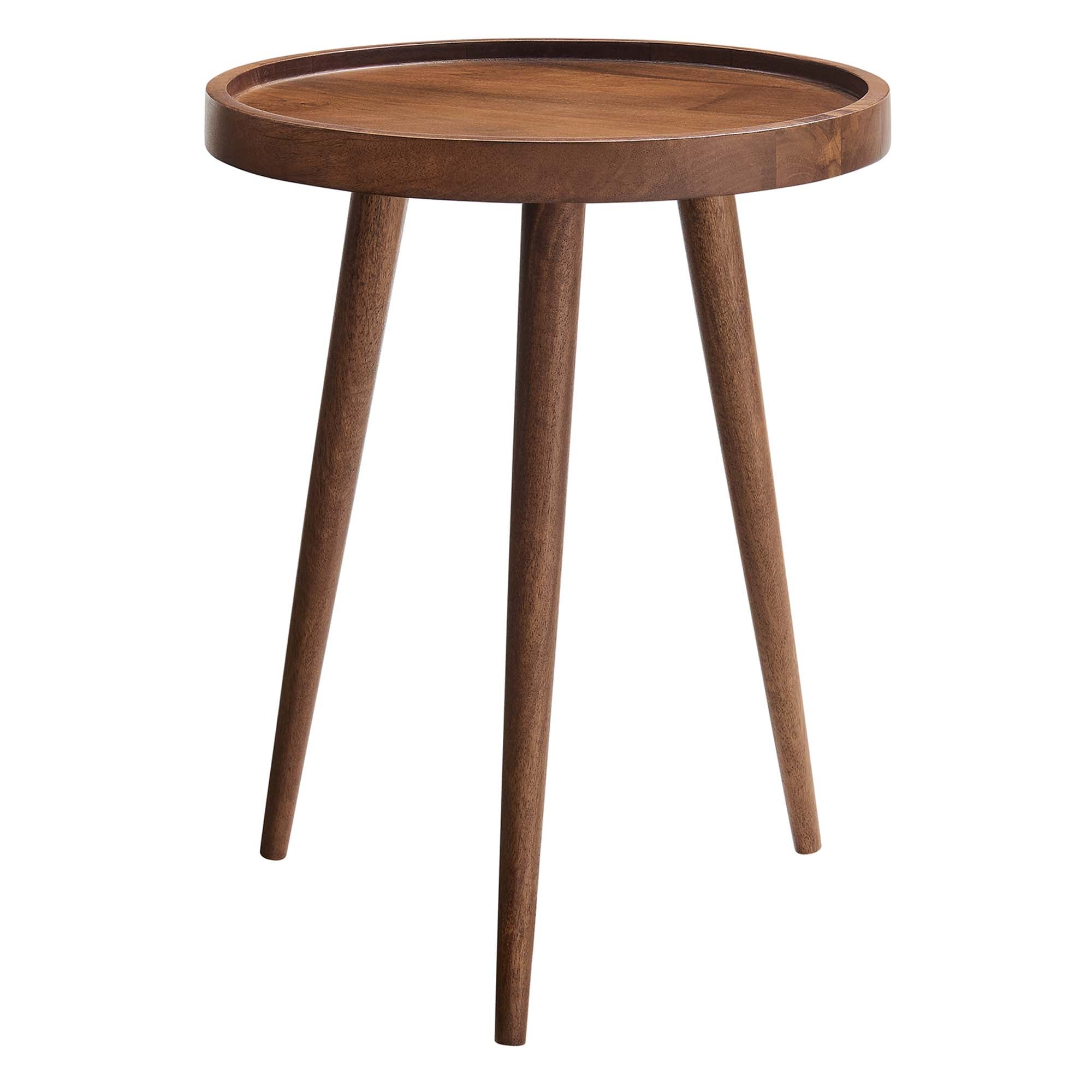 Chiro Round Wood Side Table - Walnut