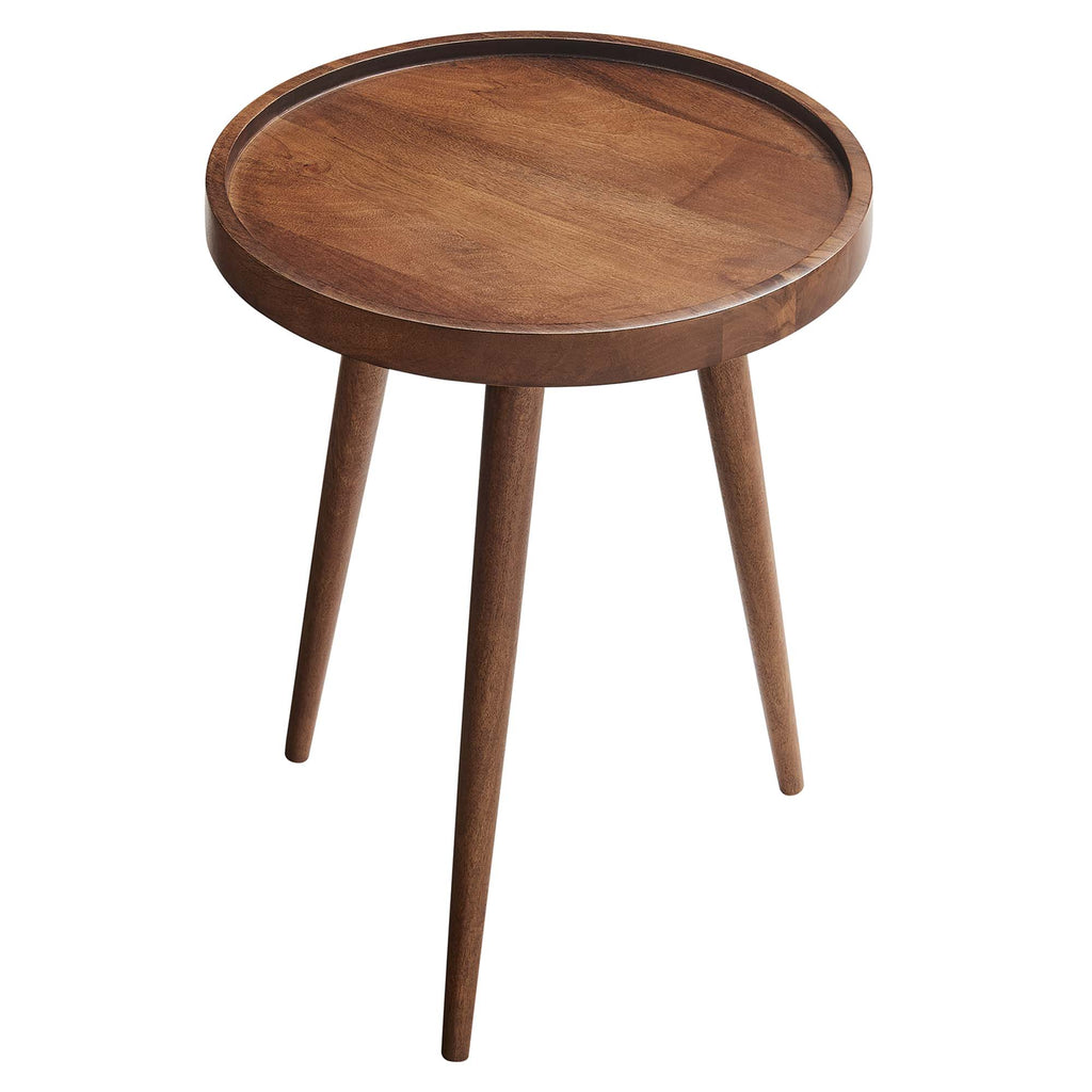 Chiro Round Wood Side Table - Walnut