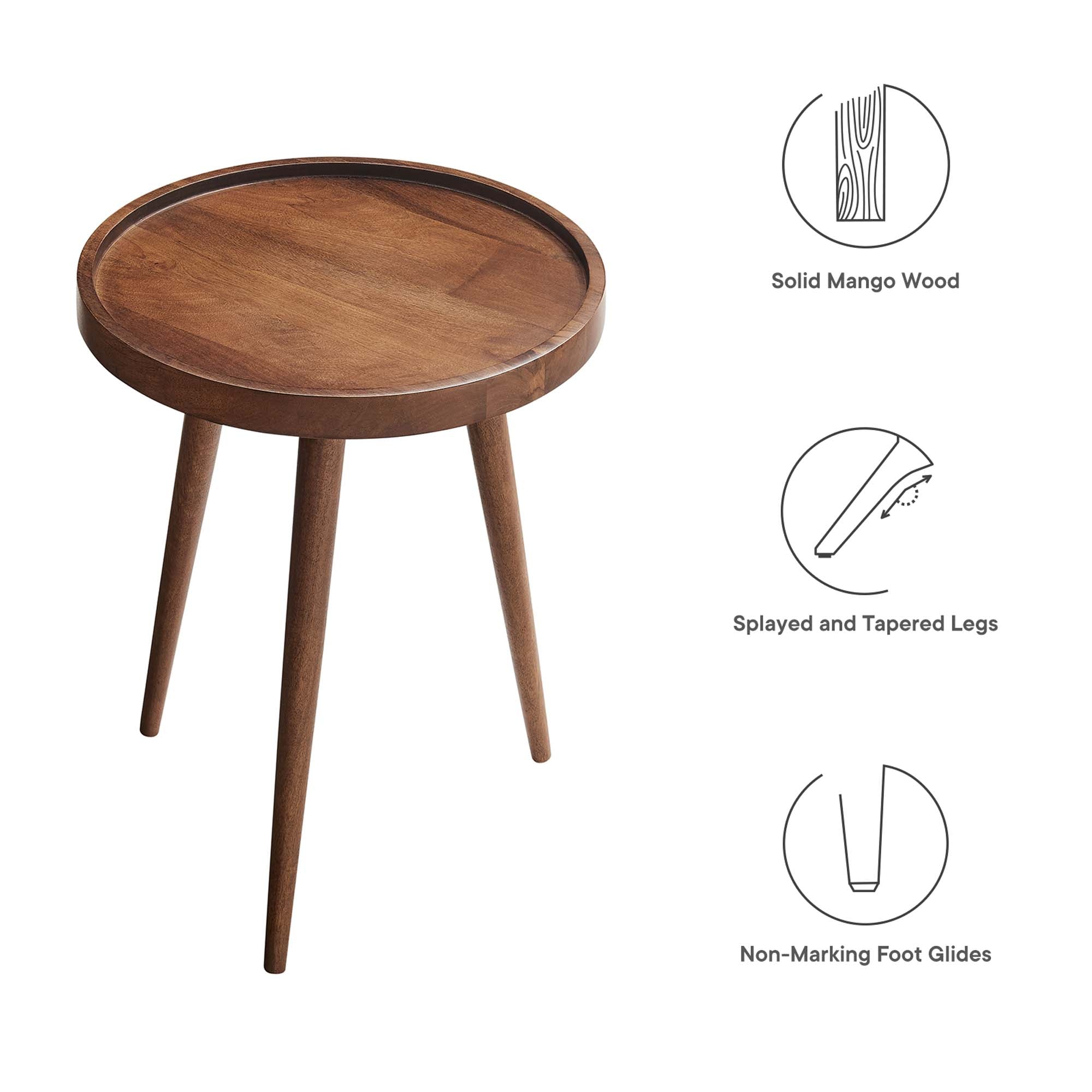 Chiro Round Wood Side Table - Walnut