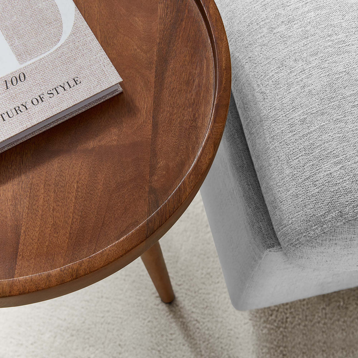 Chiro Round Wood Side Table - Walnut