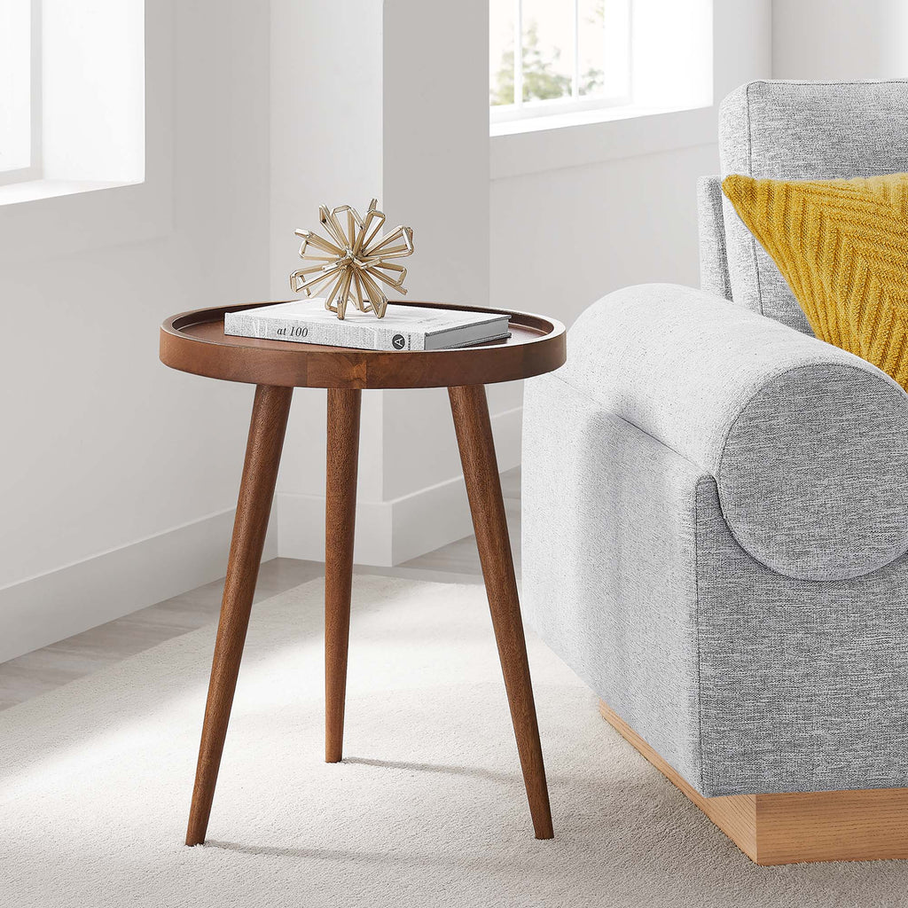 Chiro Round Wood Side Table - Walnut