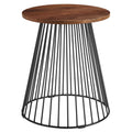 Valeo Round Wood and Metal Side Table - Walnut