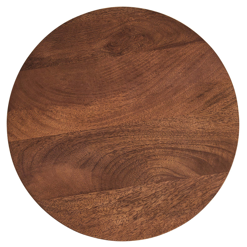 Valeo Round Wood and Metal Side Table - Walnut