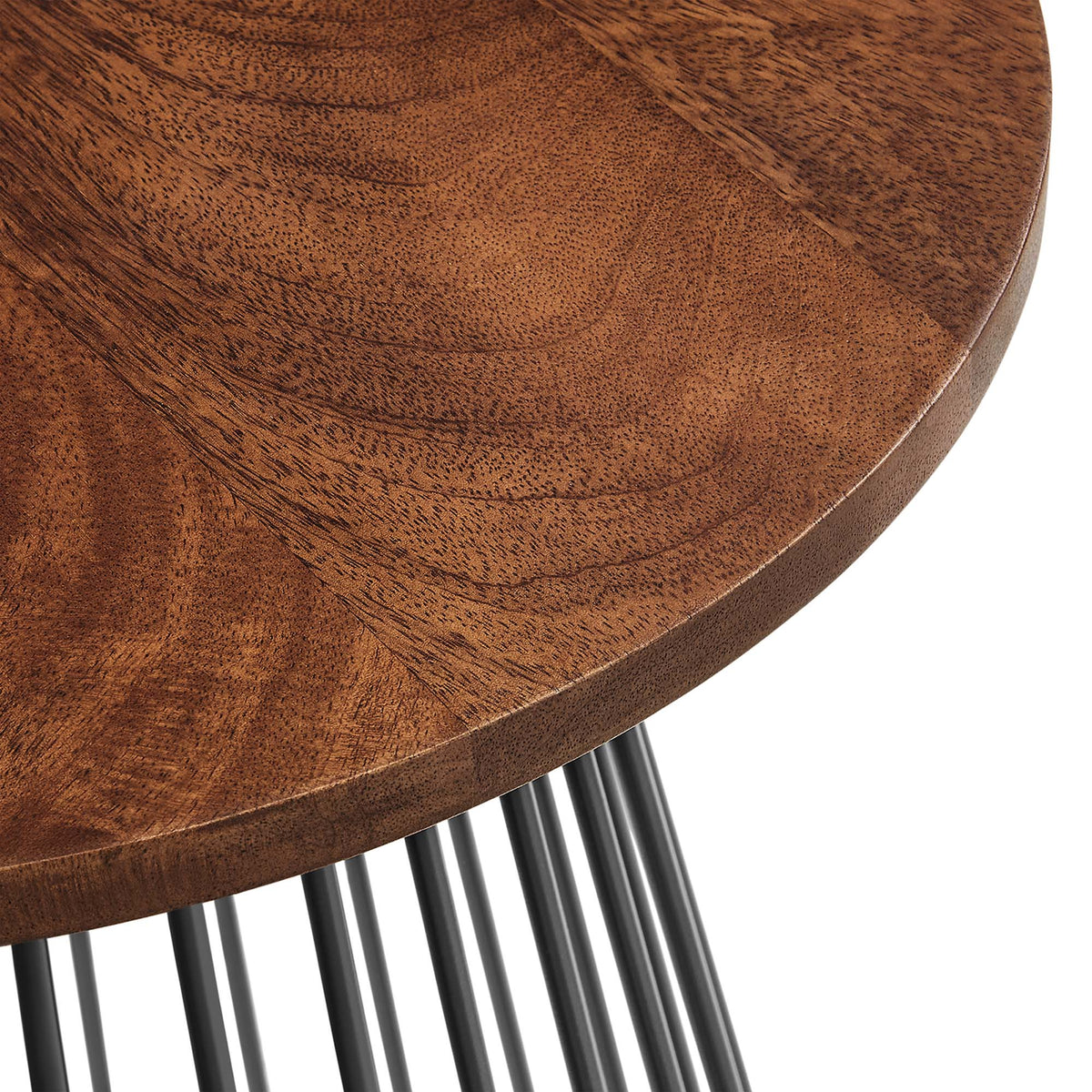 Valeo Round Wood and Metal Side Table - Walnut