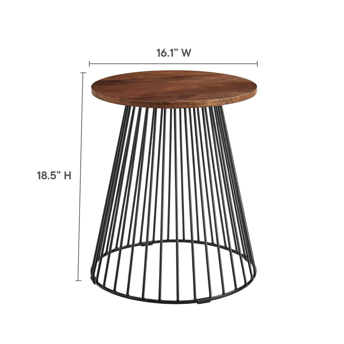 Valeo Round Wood and Metal Side Table - Walnut