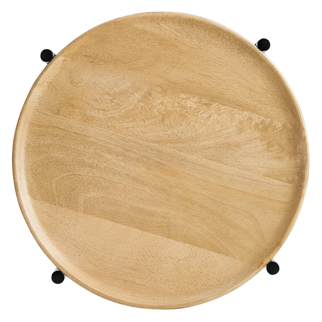 Xilo Round Wood and Metal Side Table - Oak