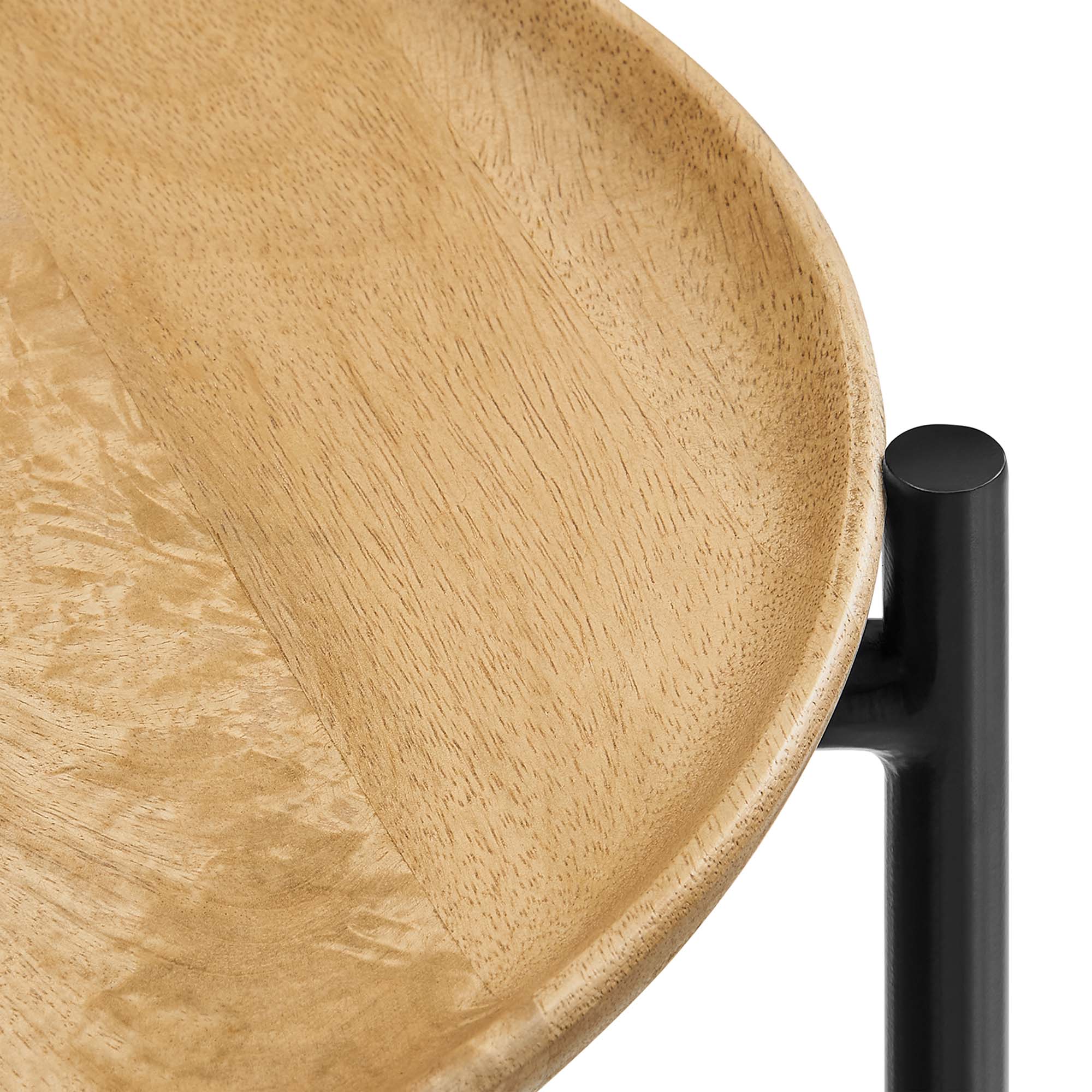 Xilo Round Wood and Metal Side Table - Oak