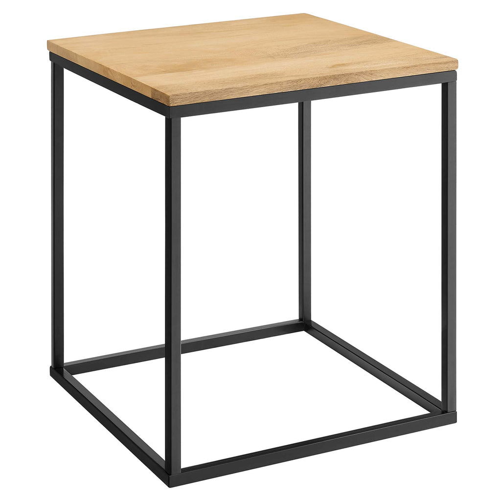 Zora Square Wood and Metal Side Table - Oak