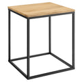 Zora Square Wood and Metal Side Table - Oak
