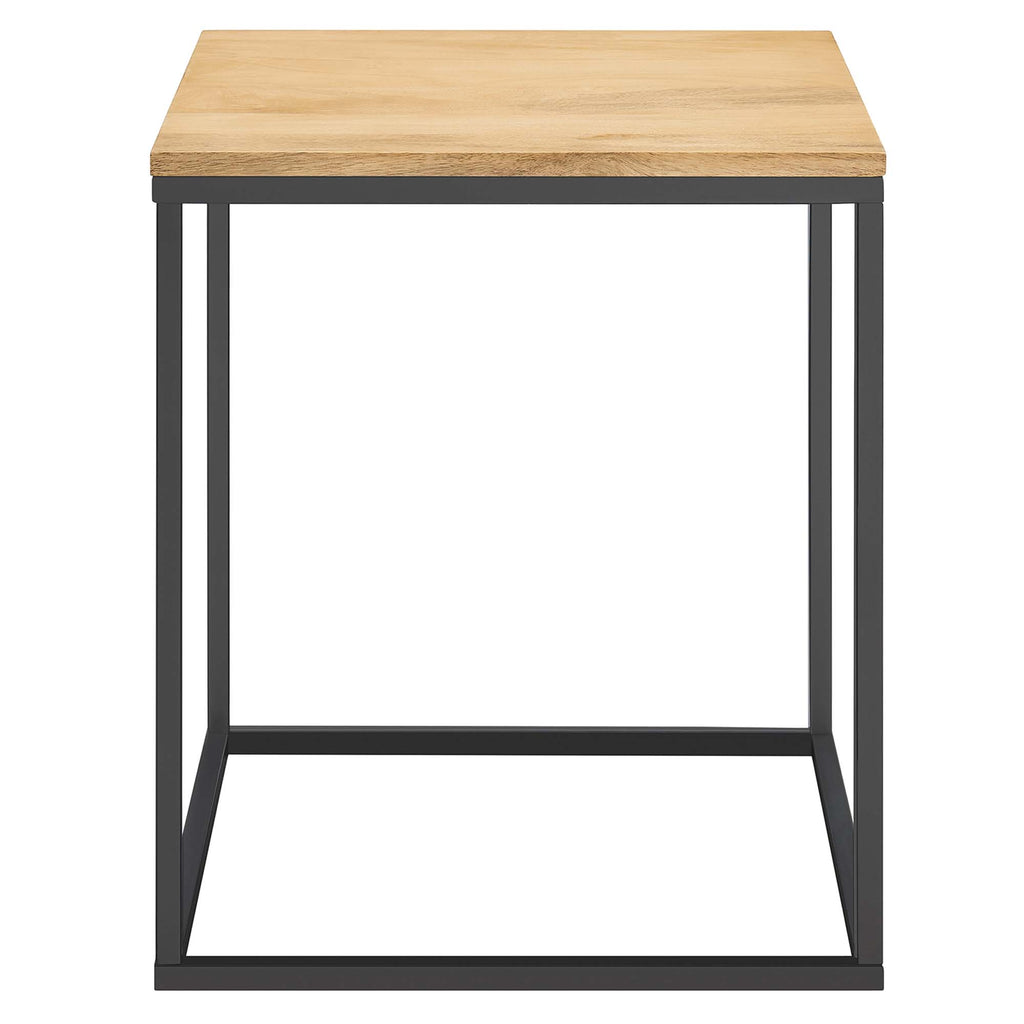 Zora Square Wood and Metal Side Table - Oak