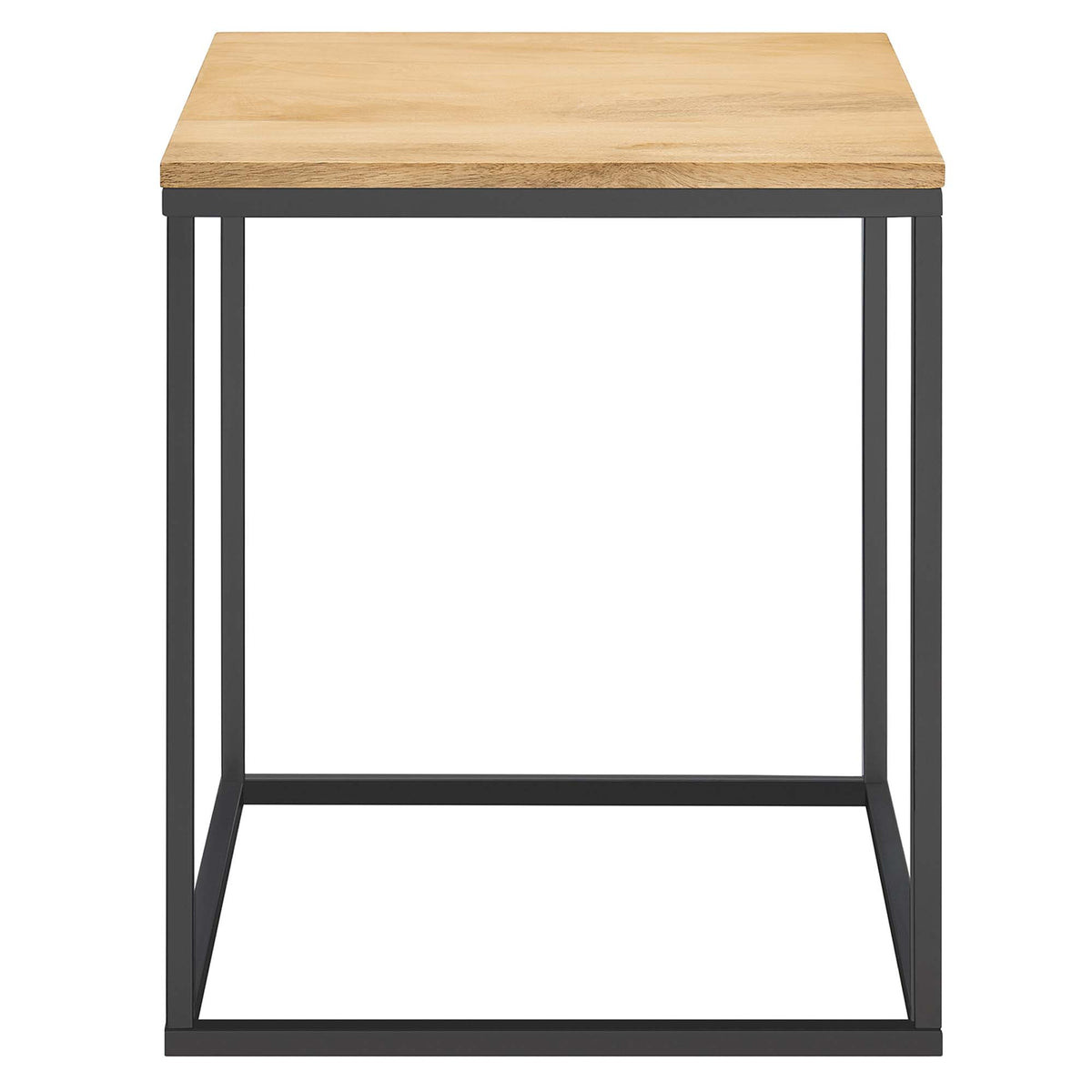 Zora Square Wood and Metal Side Table - Oak