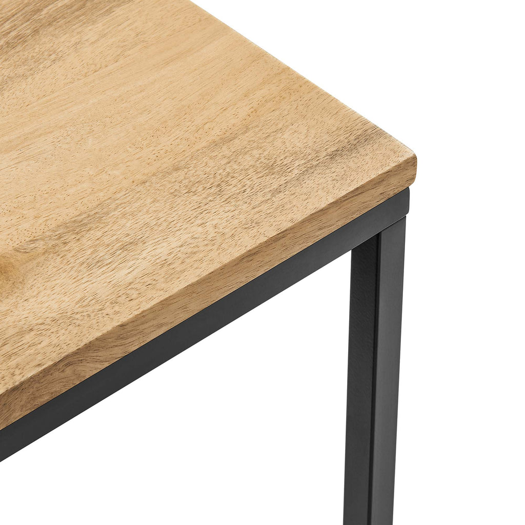 Zora Square Wood and Metal Side Table - Oak