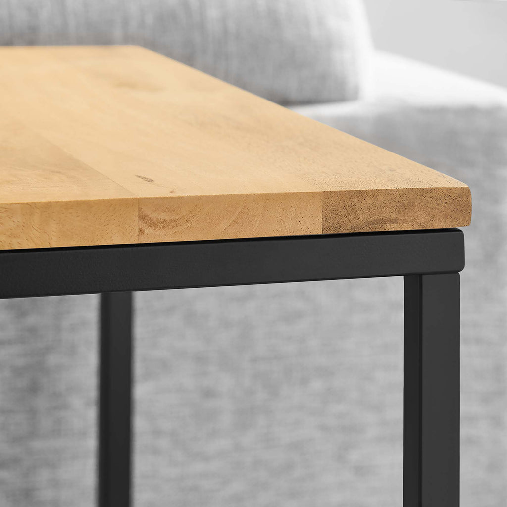 Zora Square Wood and Metal Side Table - Oak