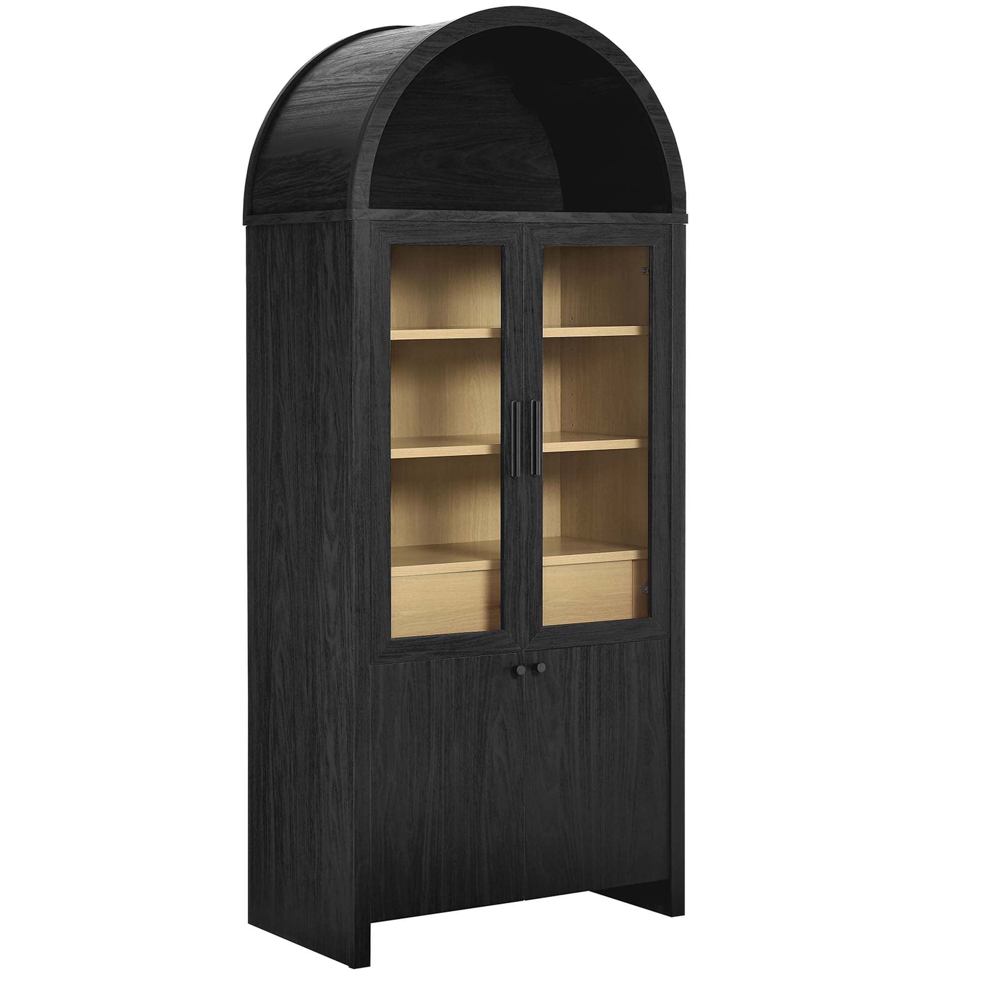 Evie Arched Tall Display Cabinet - Black Oak