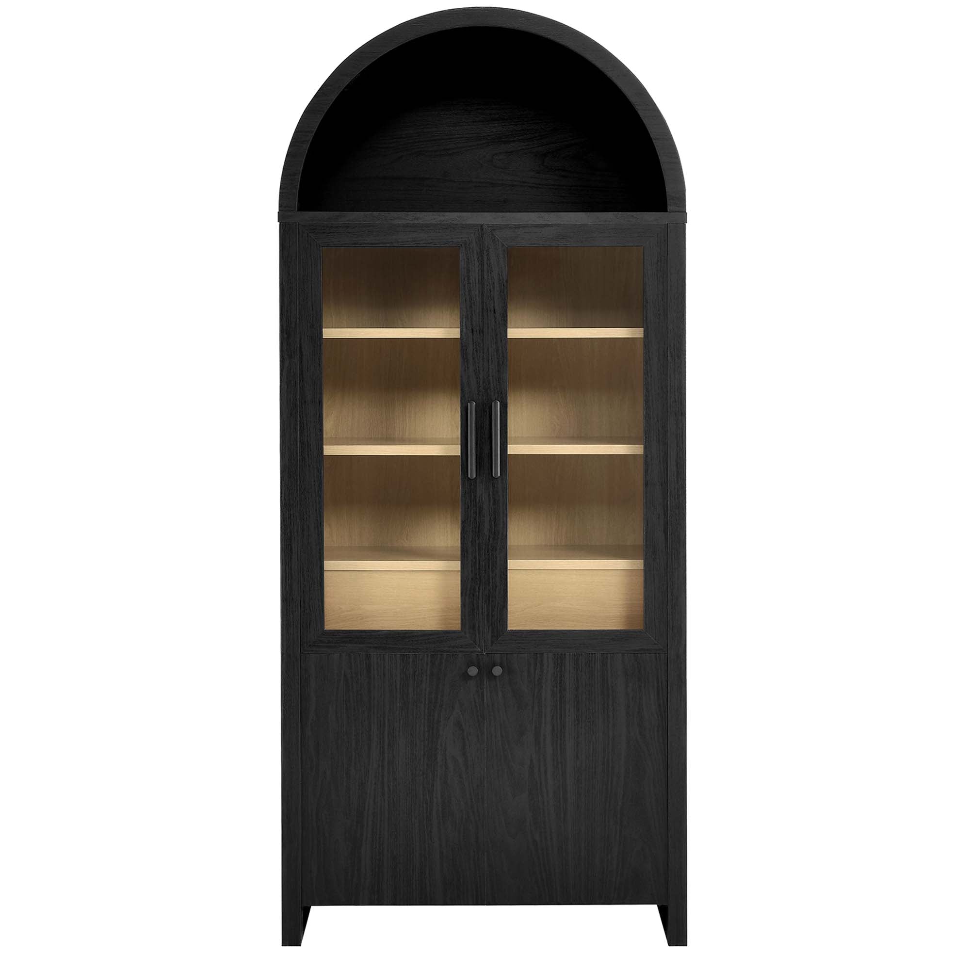 Evie Arched Tall Display Cabinet - Black Oak