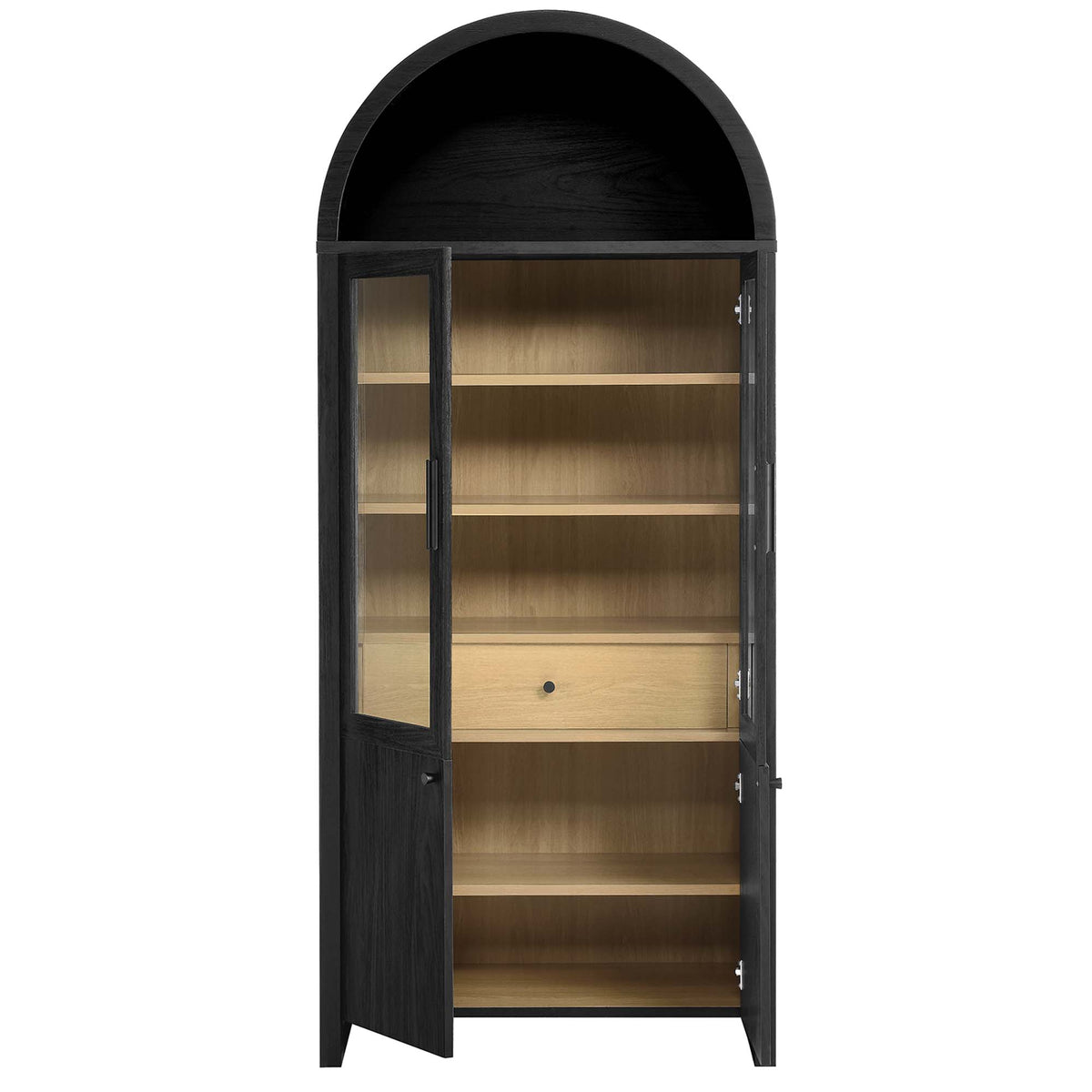Evie Arched Tall Display Cabinet - Black Oak