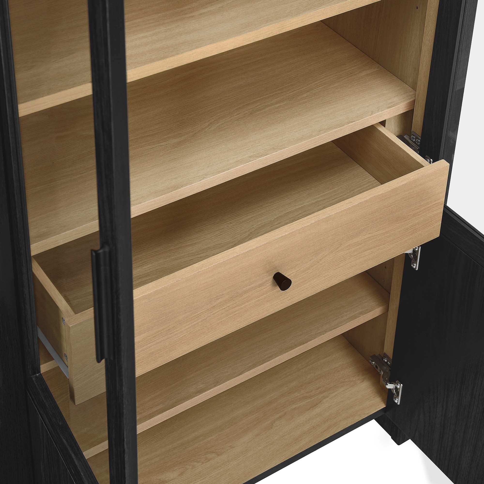 Evie Arched Tall Display Cabinet - Black Oak
