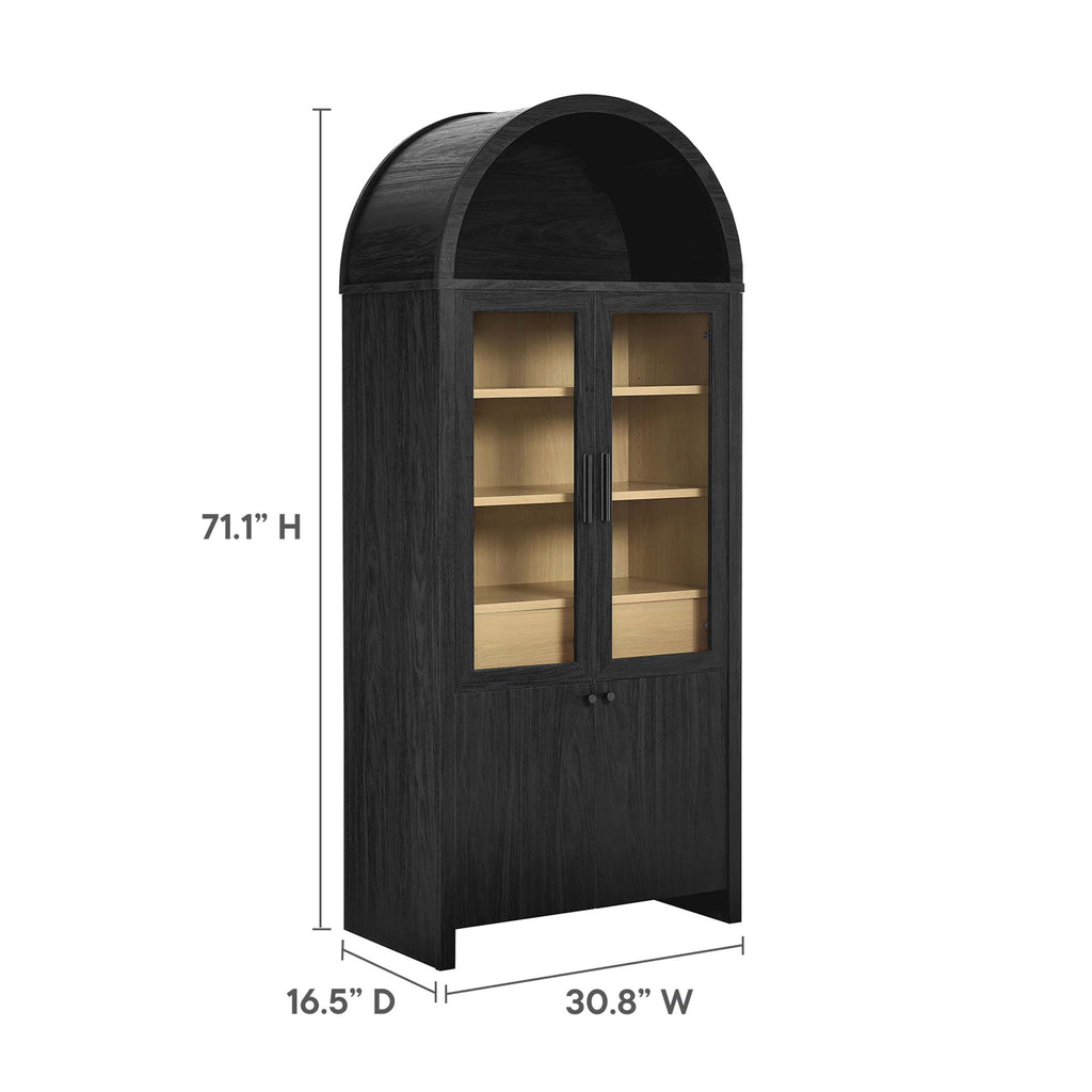 Evie Arched Tall Display Cabinet - Black Oak
