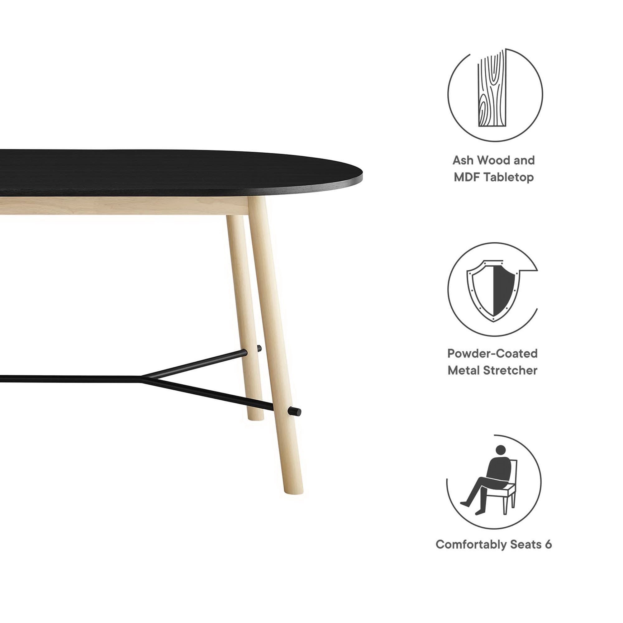 Infuse 71" Wood Grain Dining Table - Black Oak