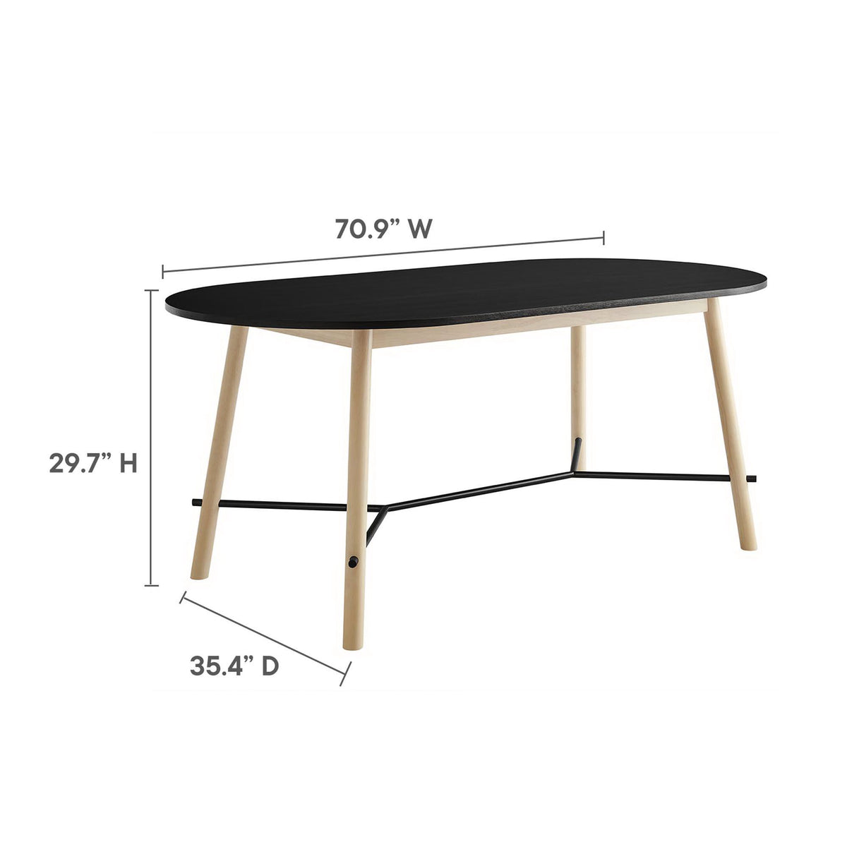 Infuse 71" Wood Grain Dining Table - Black Oak