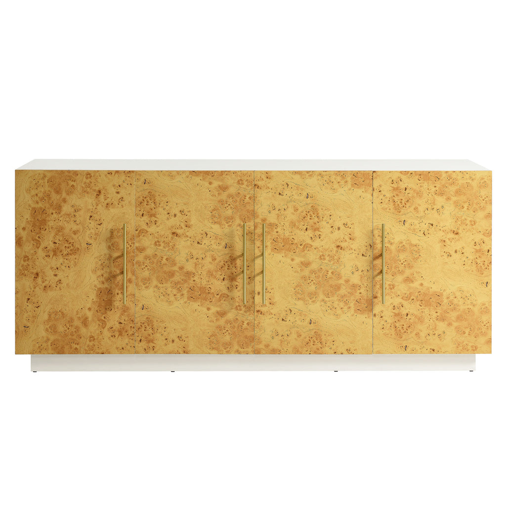 Abel 69 Inch Burl Wood Sideboard Buffet TV Stand - White Bleached Burl