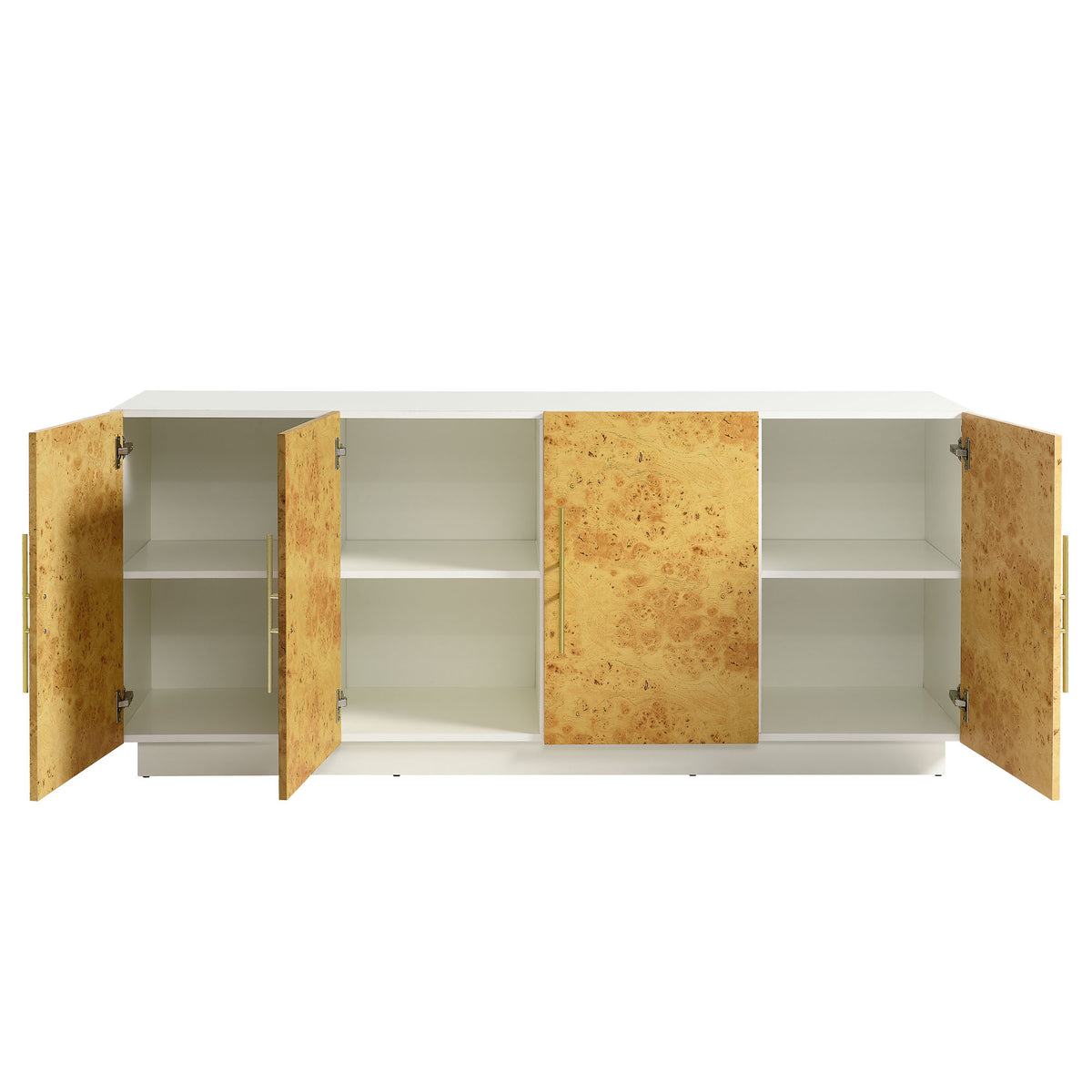 Abel 69 Inch Burl Wood Sideboard Buffet TV Stand - White Bleached Burl