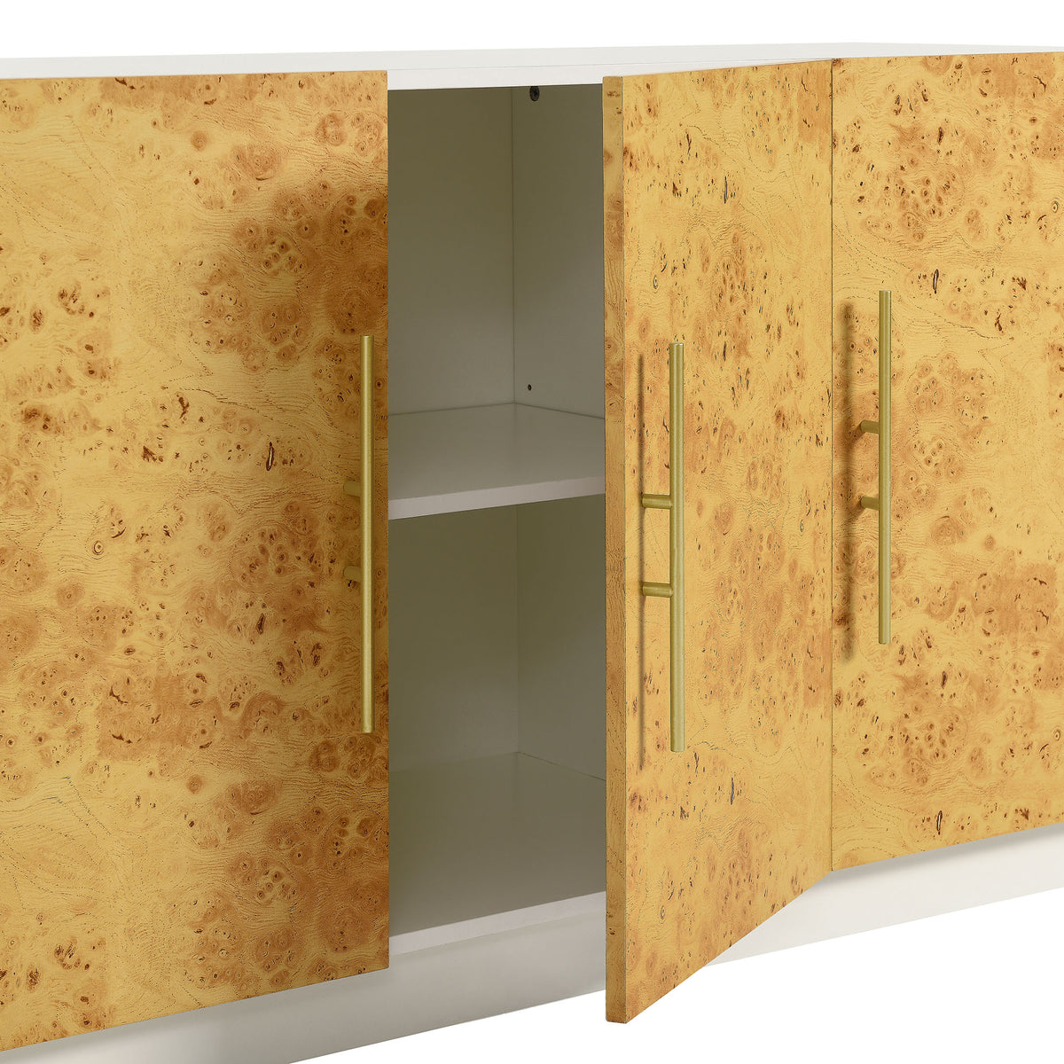Abel 69 Inch Burl Wood Sideboard Buffet TV Stand - White Bleached Burl