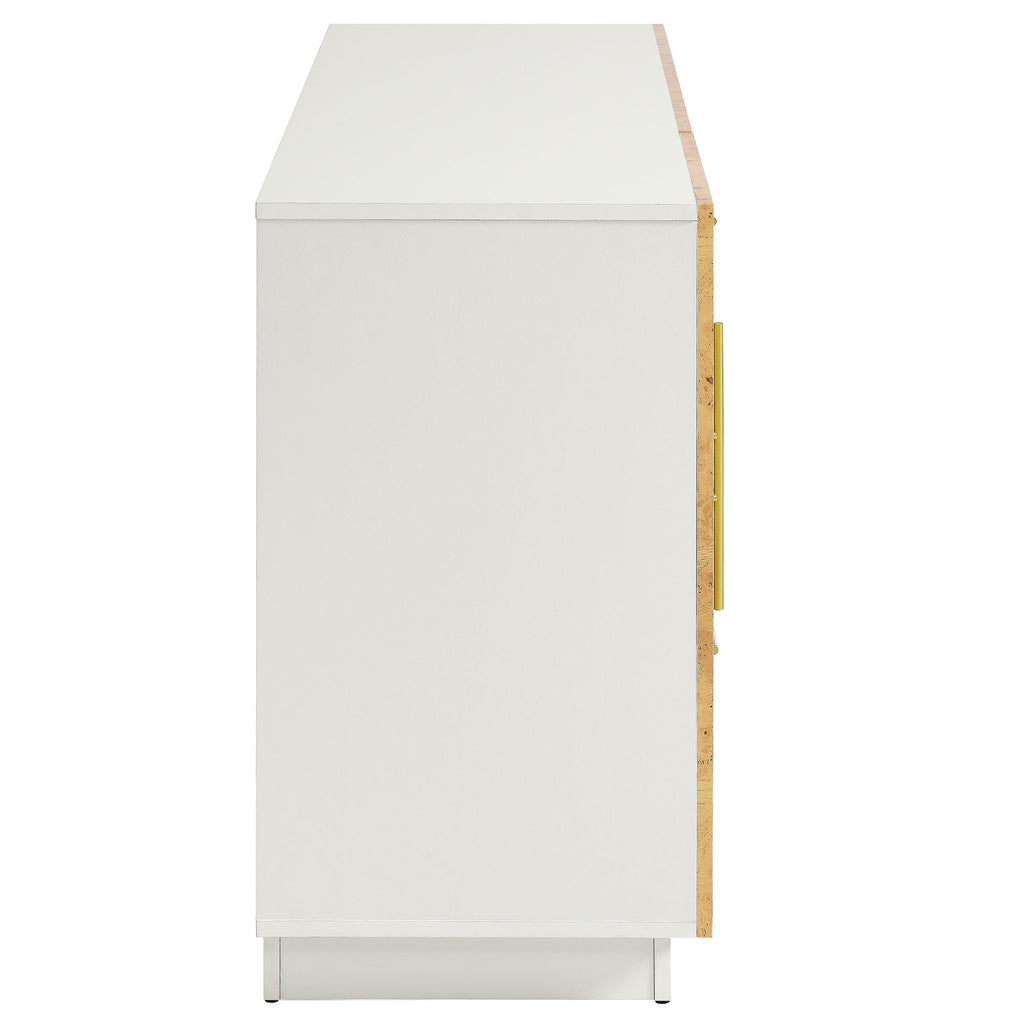 Abel 59 Inch Burl Wood Sideboard Buffet TV Stand - White Bleached Burl