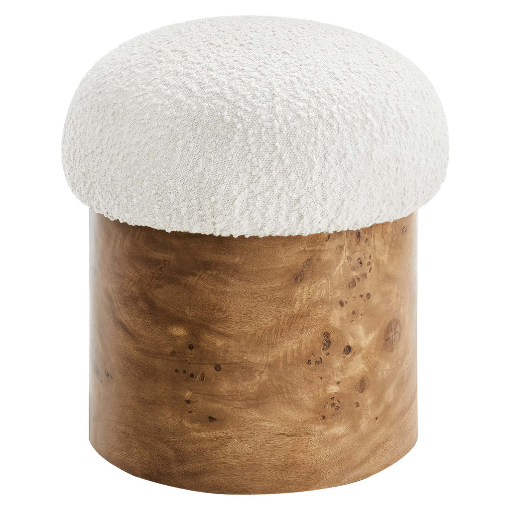 Breeze Boucle Upholstered Ottoman - Ivory Burl
