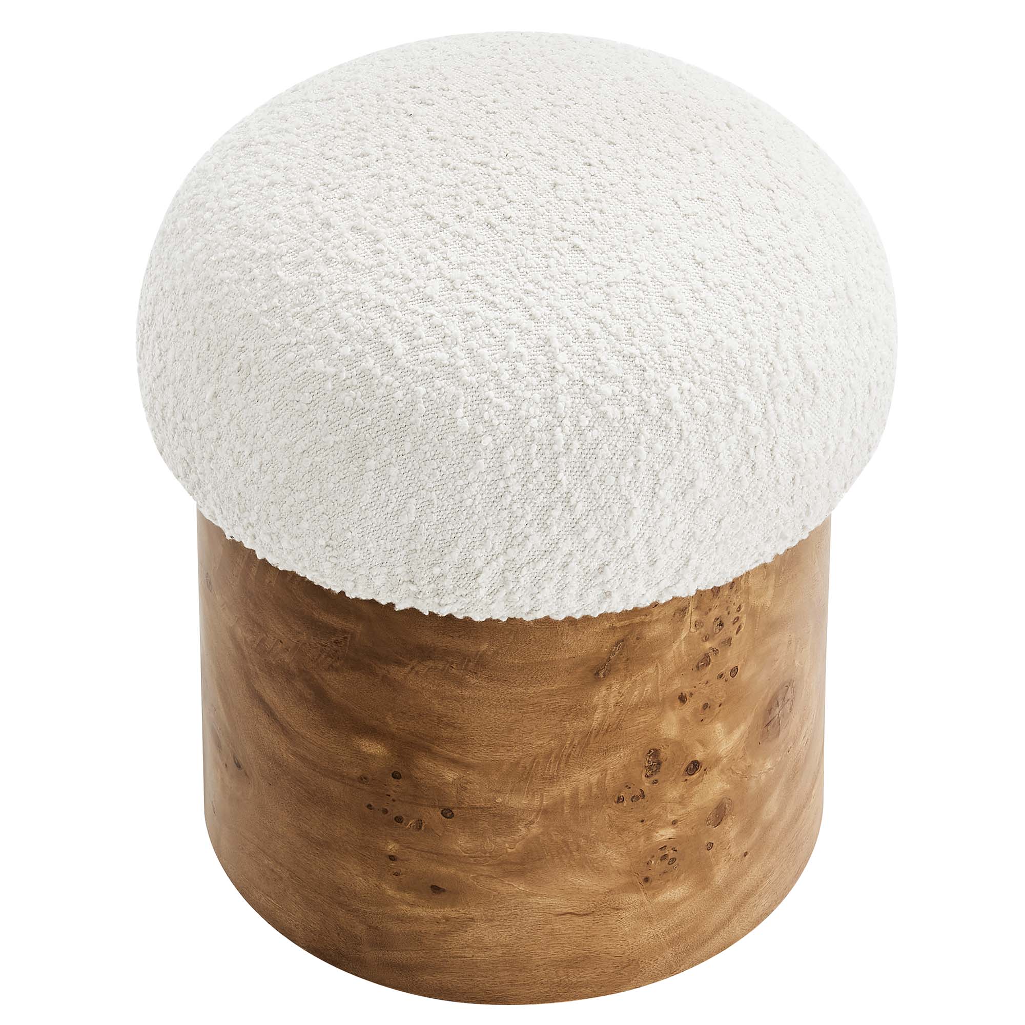 Breeze Boucle Upholstered Ottoman - Ivory Burl