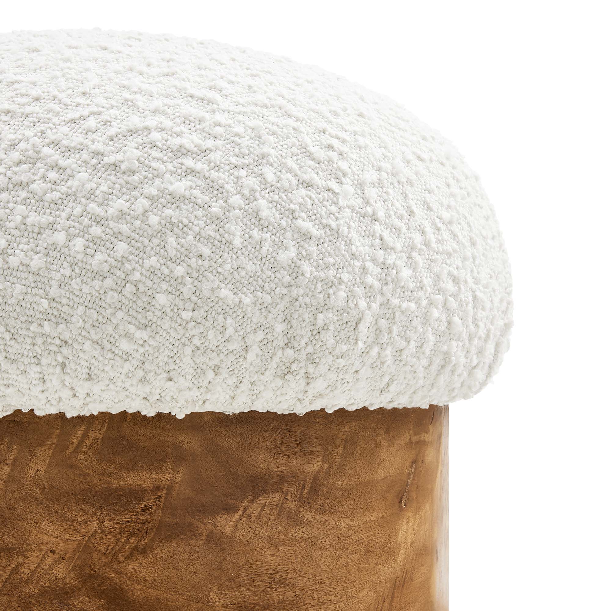 Breeze Boucle Upholstered Ottoman - Ivory Burl