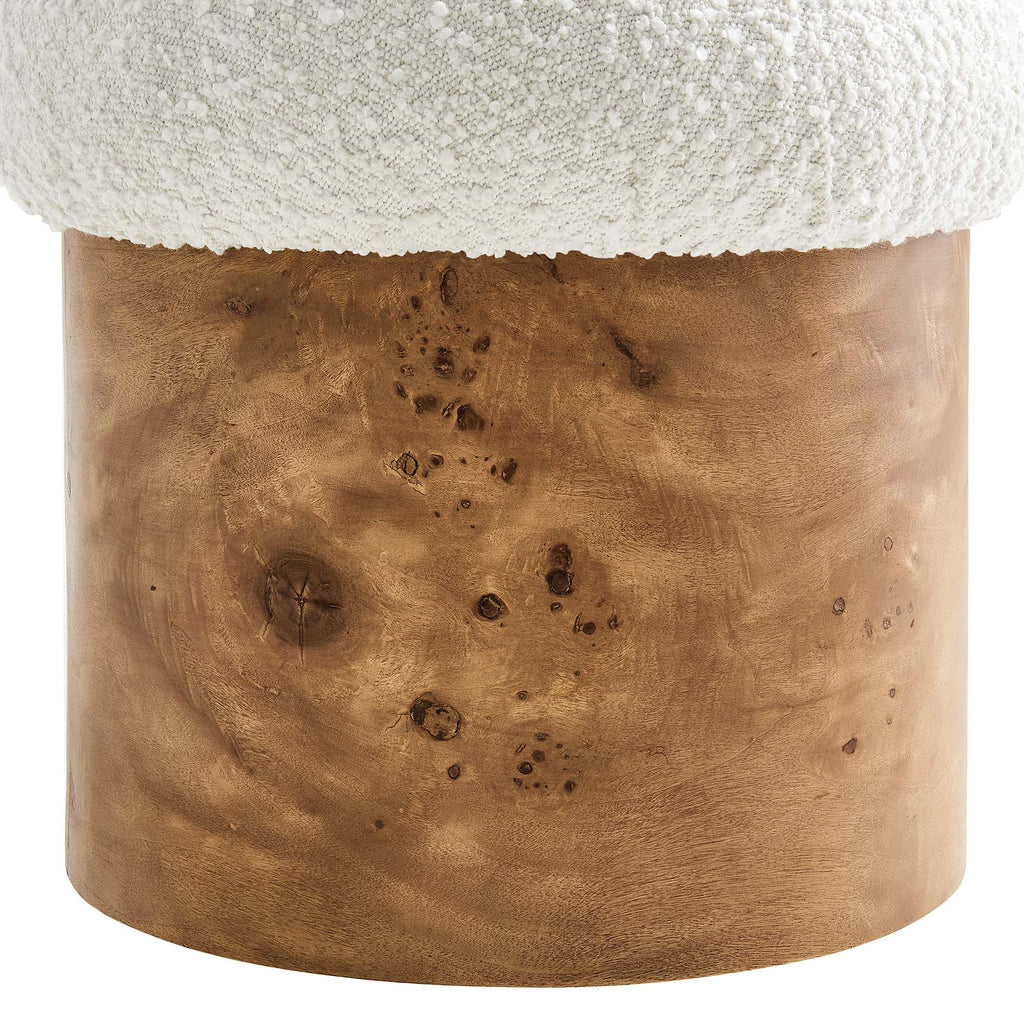 Breeze Boucle Upholstered Ottoman - Ivory Burl