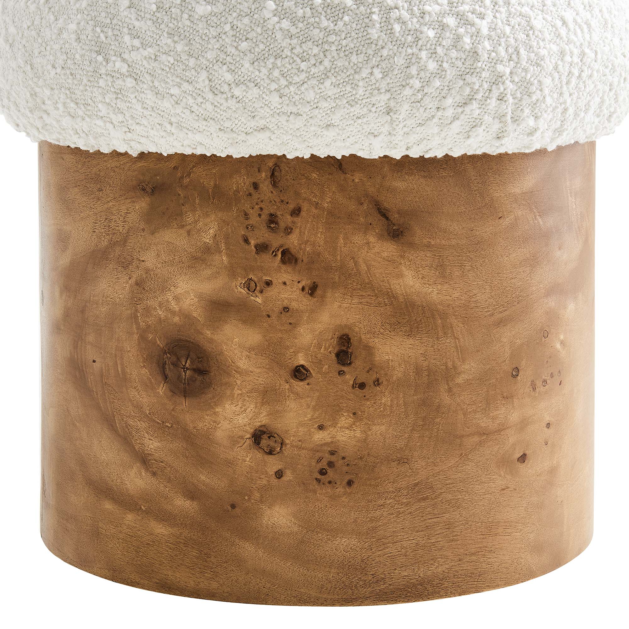 Breeze Boucle Upholstered Ottoman - Ivory Burl